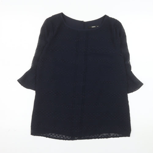 Oasis Women's Blue 3/4 Sleeve Tunic Blouse UK 10