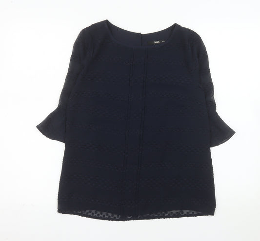 Oasis Women's Blue 3/4 Sleeve Tunic Blouse UK 10