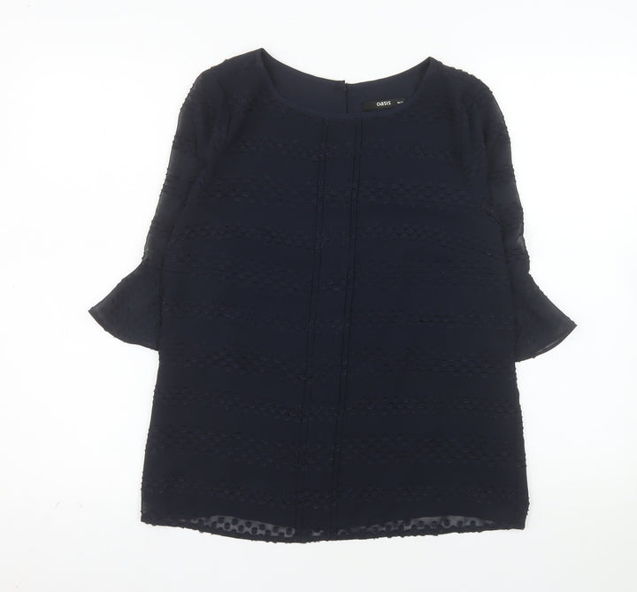 Oasis Women's Blue 3/4 Sleeve Tunic Blouse UK 10