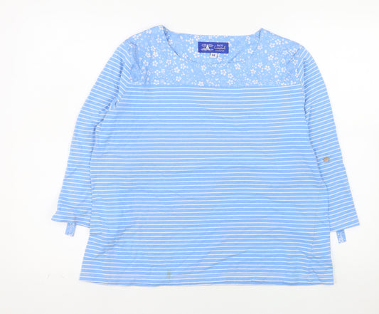 Paco Women’s Blue Striped 3/4 Sleeve Cotton Tunic Blouse Size 14