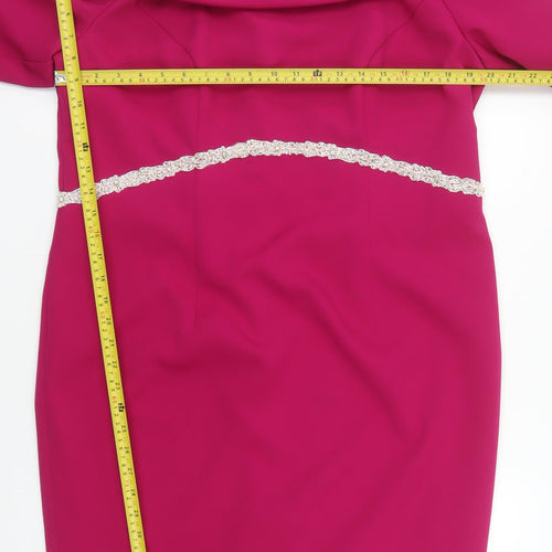 Ancola Collection Women's Pink Off Shoulder Sheath Dress Size 18