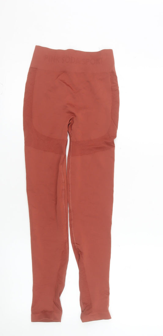 Pink Soda Sport Womens Brown Seamless Leggings XS Active Gymwear