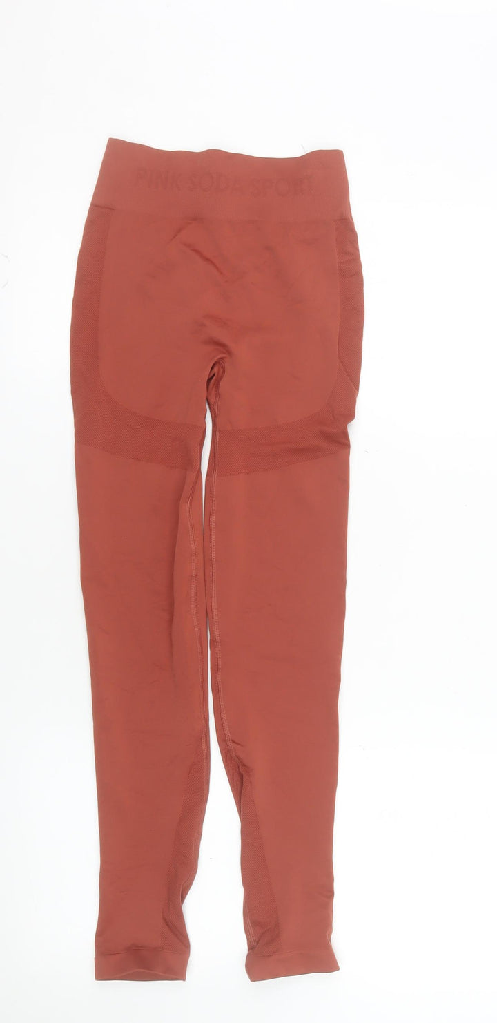 Pink Soda Sport Womens Brown Seamless Leggings XS Active Gymwear
