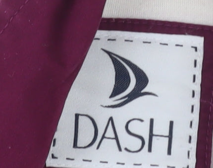 DASH Womens Purple Striped Long Sleeve Cotton Polo Size 14