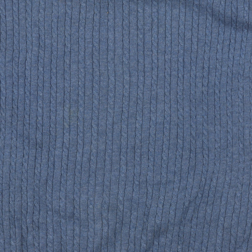 Tommy Hilfiger Mens Blue Cable-Knit Cotton Jumper Size M