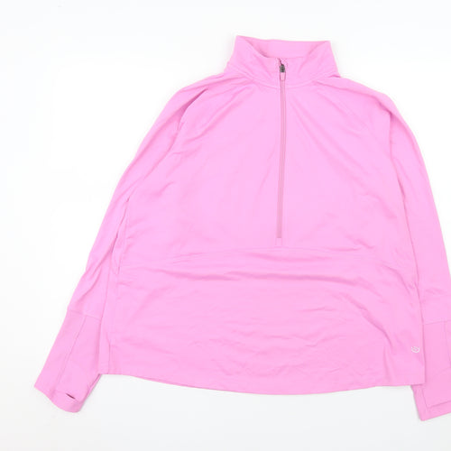 Dunnes Stores Women Pink 1/2 Zip Pullover Sweatshirt Size 16 L