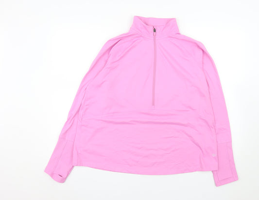 Dunnes Stores Women Pink 1/2 Zip Pullover Sweatshirt Size 16 L