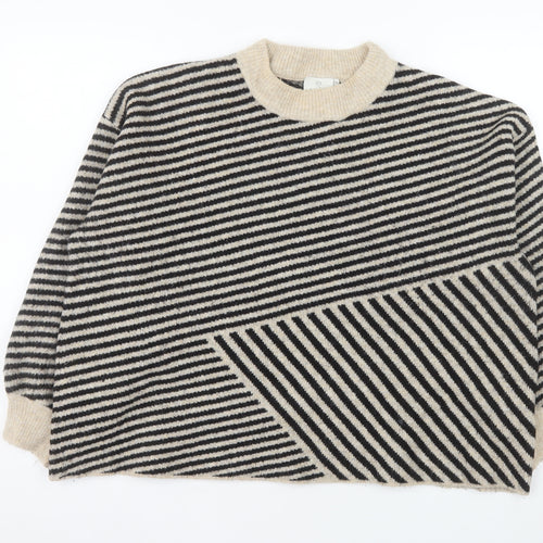 Kaffe Women’s Black Beige Striped Wool Blend Pullover XXL Jumper