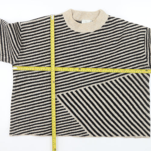Kaffe Women’s Black Beige Striped Wool Blend Pullover XXL Jumper