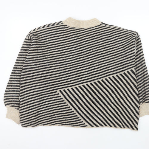Kaffe Women’s Black Beige Striped Wool Blend Pullover XXL Jumper