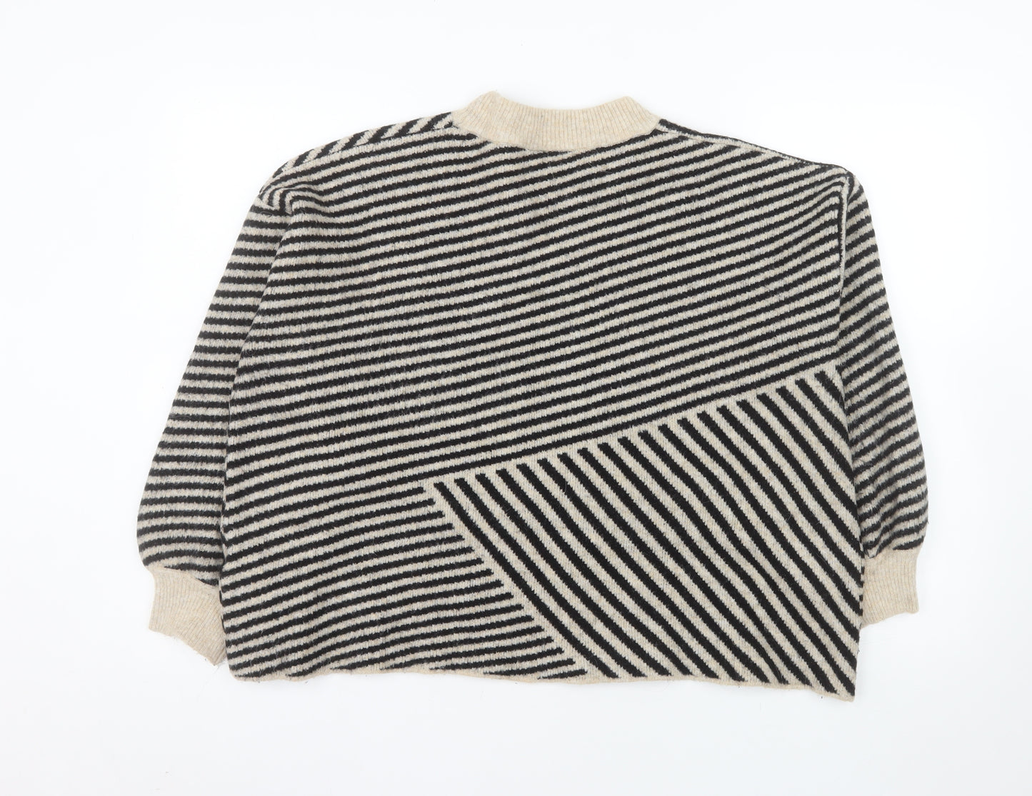 Kaffe Women’s Black Beige Striped Wool Blend Pullover XXL Jumper