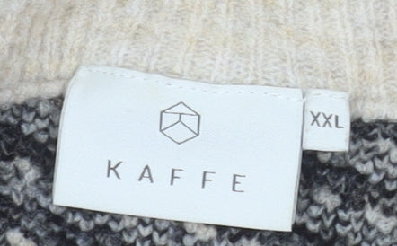 Kaffe Women’s Black Beige Striped Wool Blend Pullover XXL Jumper