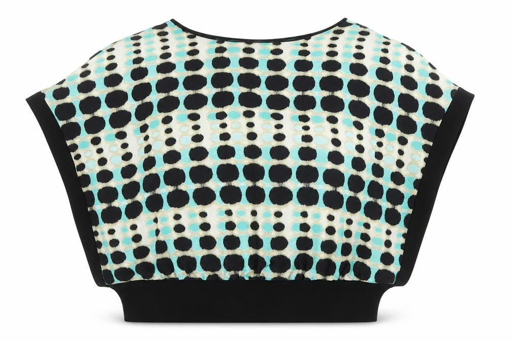 Front view of Roz & Ali Women’s Multicoloured Geometric Chiffon Blouse, size UK 18 Plus