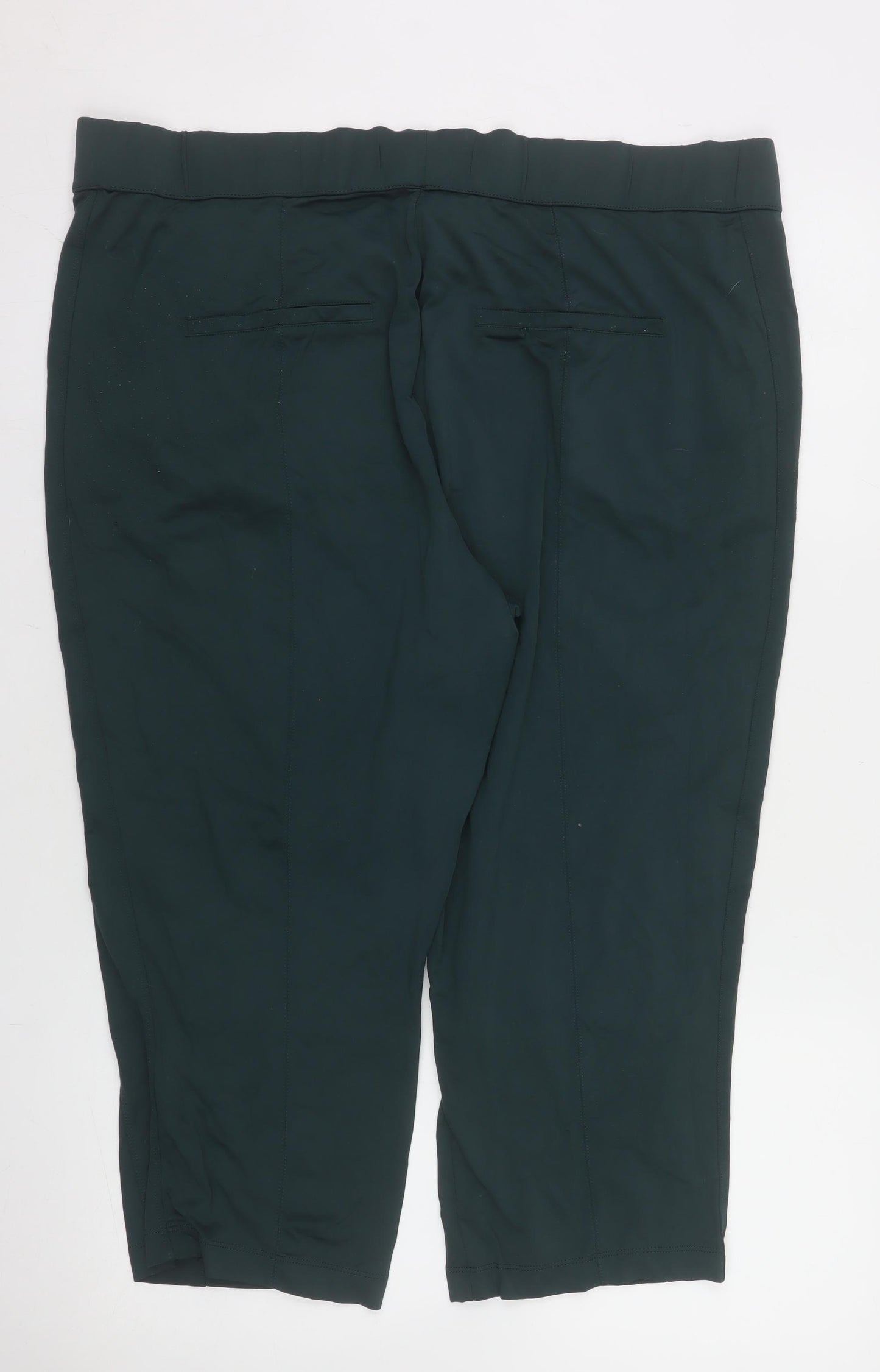 Tough Womens Green Capri Trousers Size 22 Elastic Waist Stretch