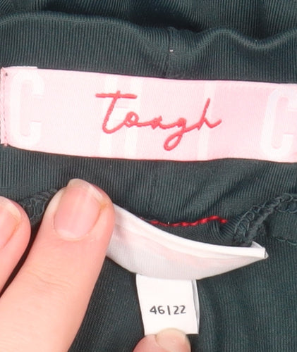 Tough Womens Green Capri Trousers Size 22 Elastic Waist Stretch