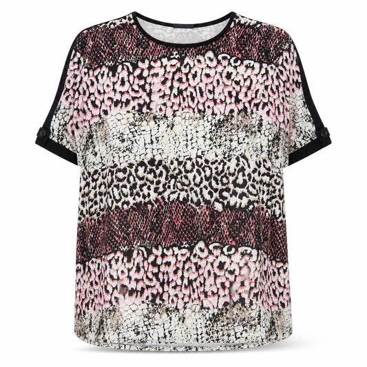 Front view of Brandtex women’s multicoloured animal print 2xl short sleeve t-shirt