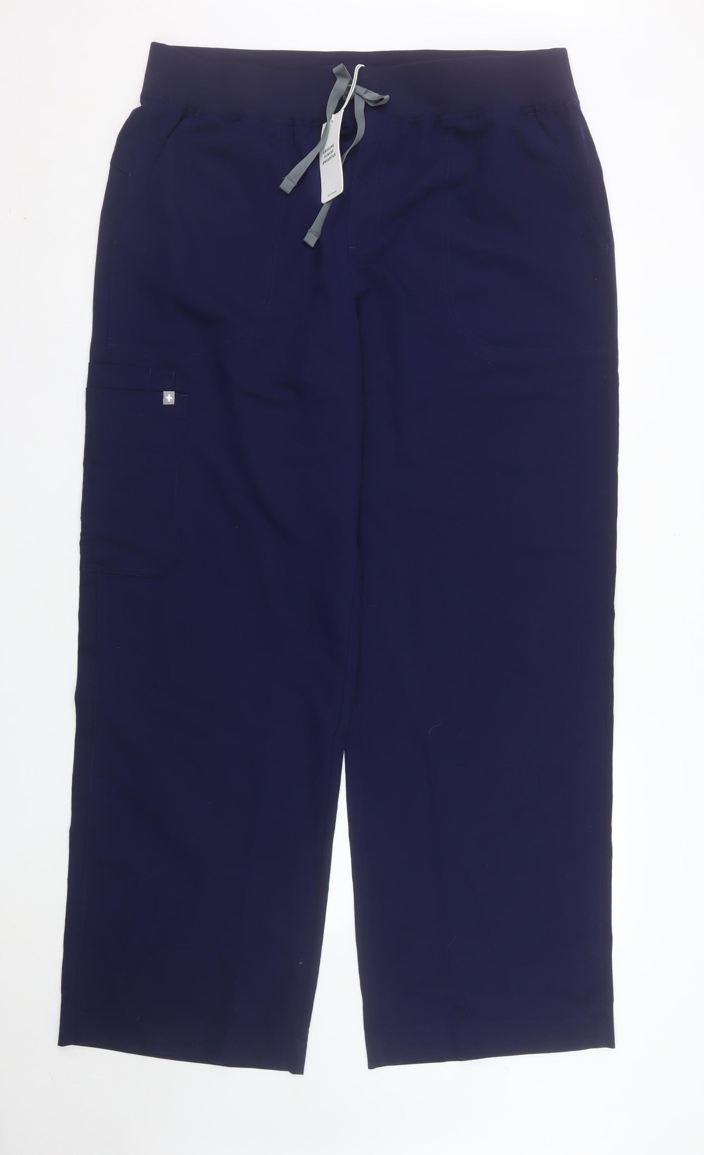 FIGS Women Navy Blue Tall Trousers XXL Polyester Blend Drawstring Comfort Workwear