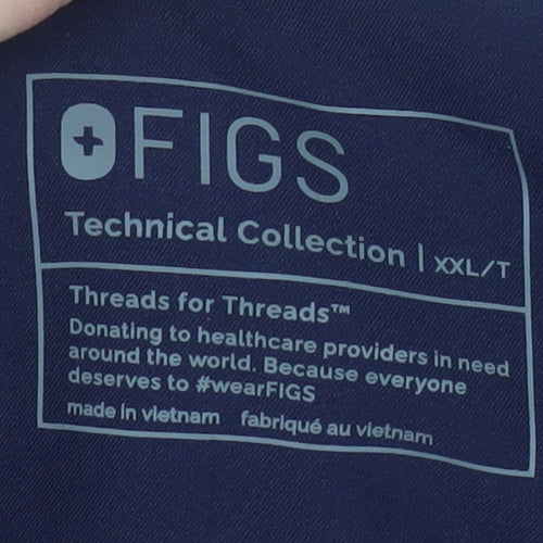 FIGS Women Navy Blue Tall Trousers XXL Polyester Blend Drawstring Comfort Workwear