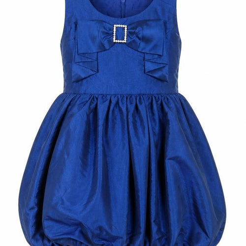 BHS Girls Navy Blue Taffeta Bubble Hem Bow Party Dress 2 Years