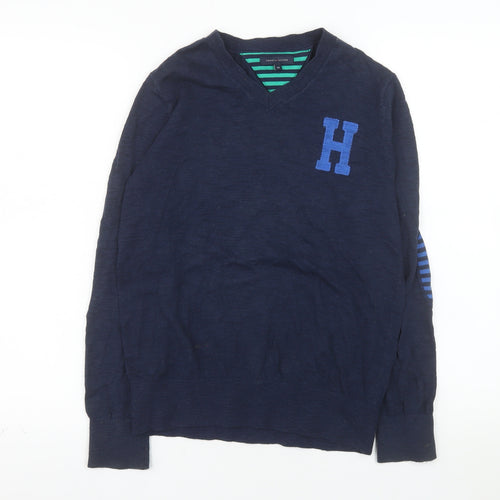 Tommy Hilfiger Boys Navy Blue Cotton V-Neck Jumper Size 152 (Age 12)