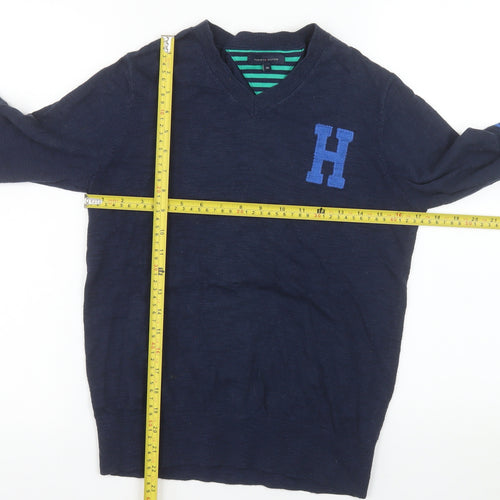 Tommy Hilfiger Boys Navy Blue Cotton V-Neck Jumper Size 152 (Age 12)