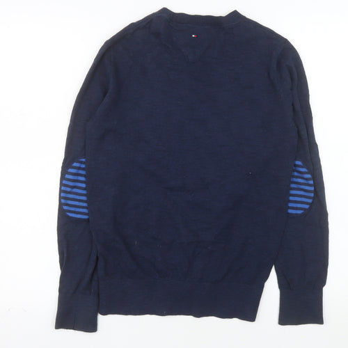 Tommy Hilfiger Boys Navy Blue Cotton V-Neck Jumper Size 152 (Age 12)