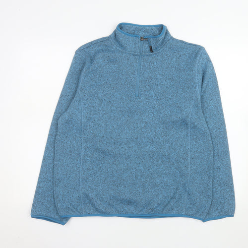 Crane Men's Blue 1/4 Zip Fleece Pullover Sweatshirt L