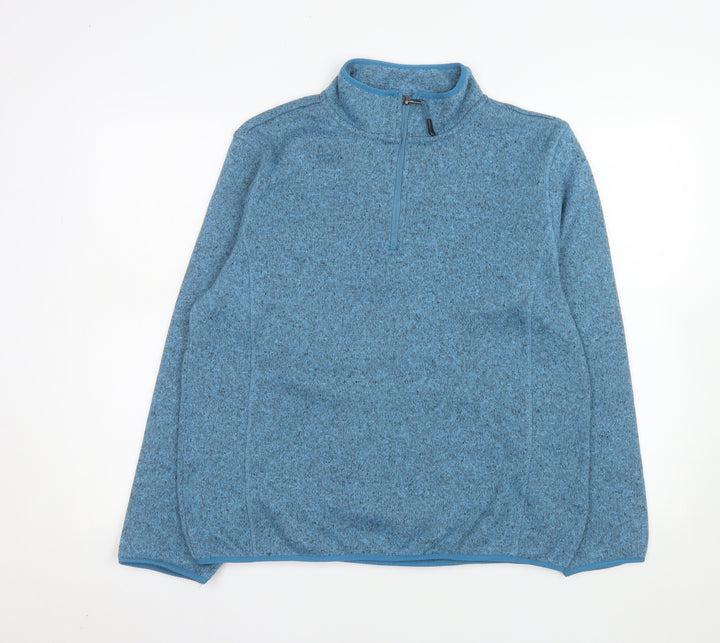 Crane Men's Blue 1/4 Zip Fleece Pullover Sweatshirt L