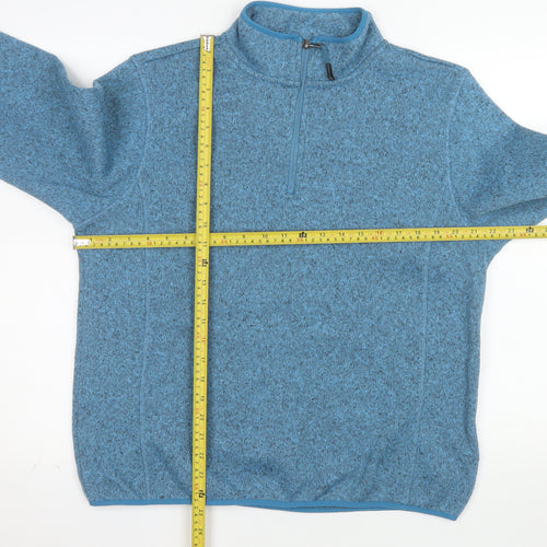 Crane Men's Blue 1/4 Zip Fleece Pullover Sweatshirt L