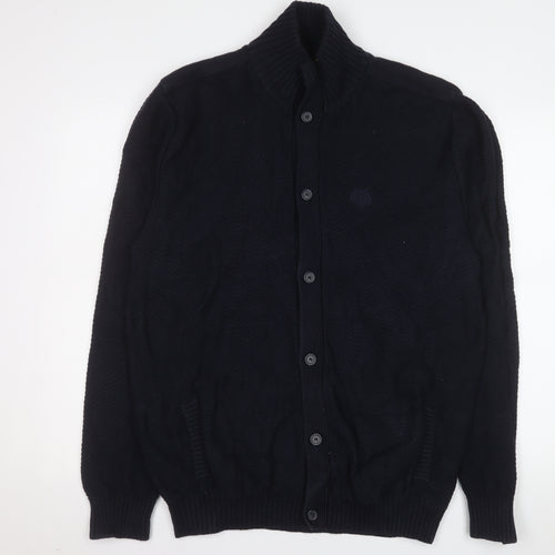 Paul Costelloe Living Men's Black 2XL Wool Knit Cardigan