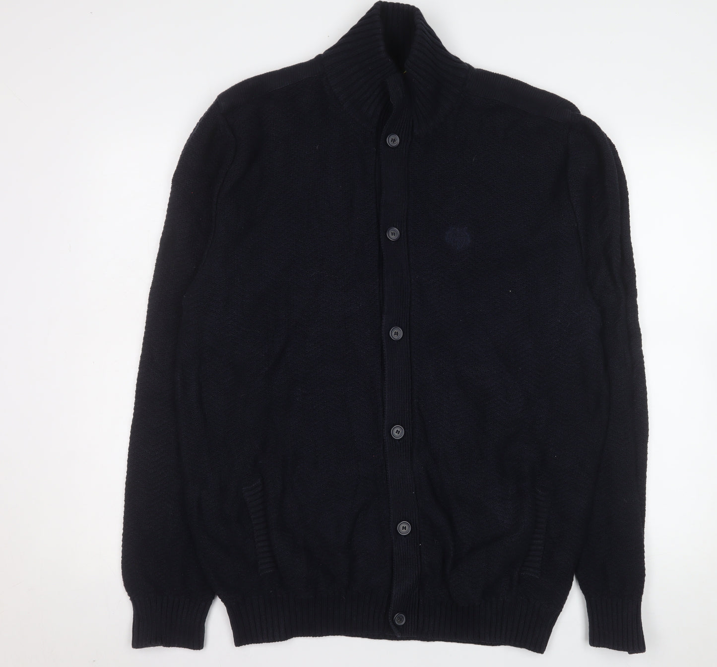 Paul Costelloe Living Men's Black 2XL Wool Knit Cardigan