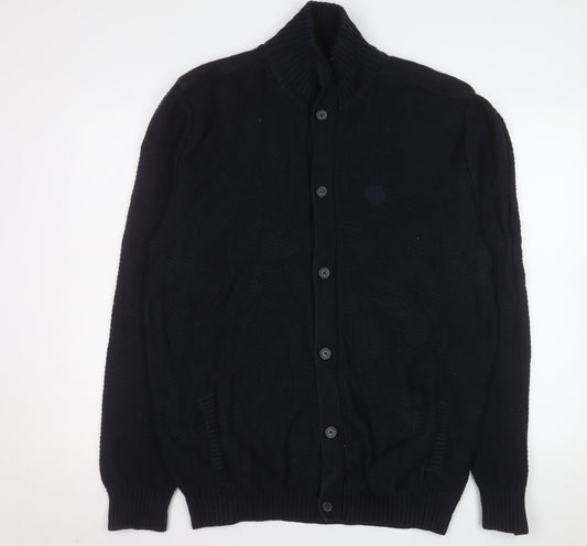 Paul Costelloe Living Men's Black 2XL Wool Knit Cardigan