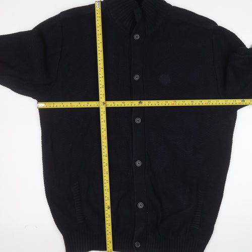 Paul Costelloe Living Men's Black 2XL Wool Knit Cardigan