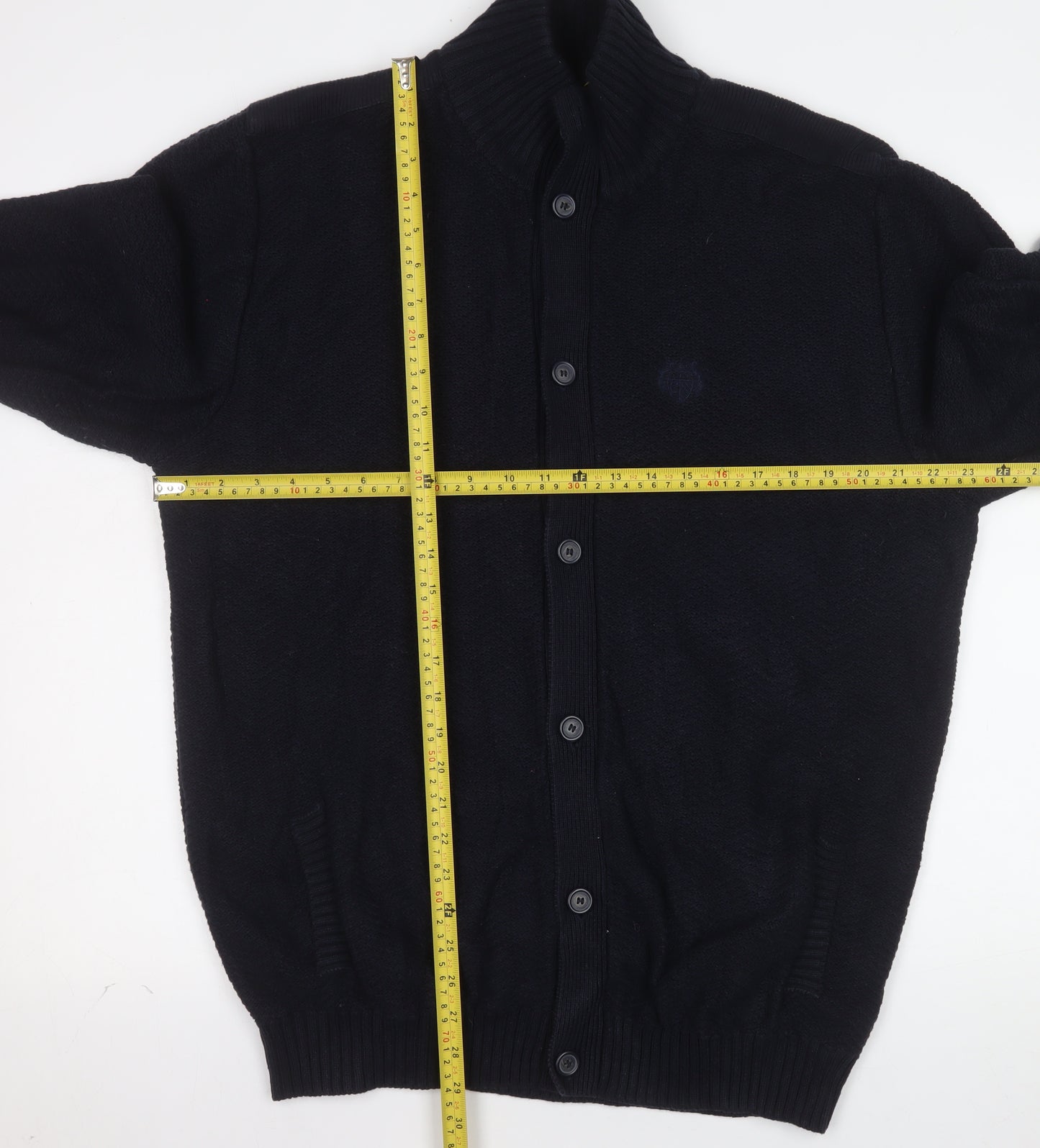Paul Costelloe Living Men's Black 2XL Wool Knit Cardigan