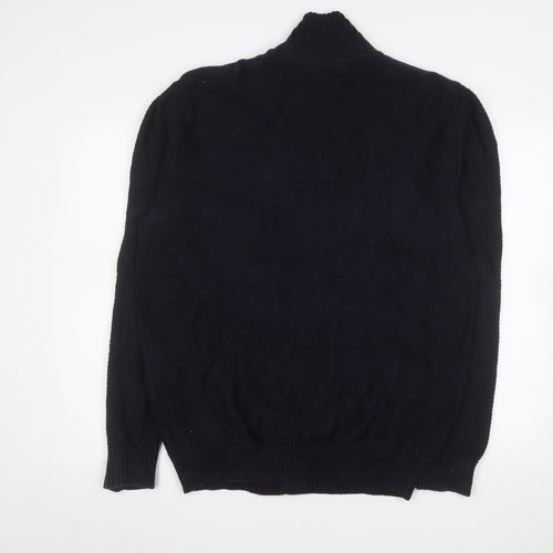 Paul Costelloe Living Men's Black 2XL Wool Knit Cardigan