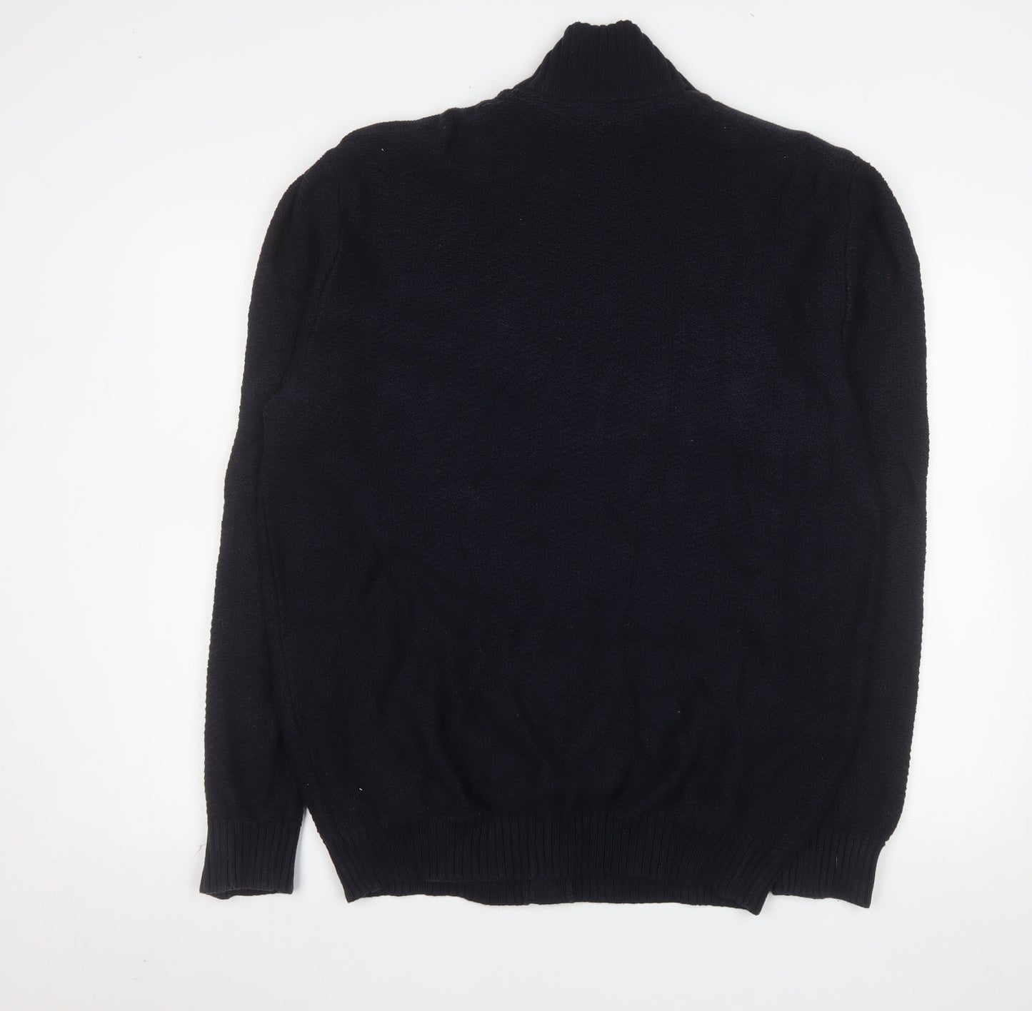 Paul Costelloe Living Men's Black 2XL Wool Knit Cardigan