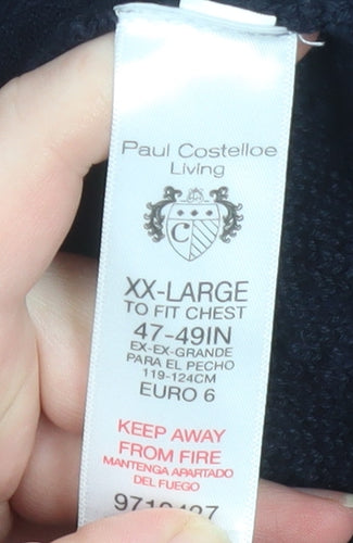 Paul Costelloe Living Men's Black 2XL Wool Knit Cardigan