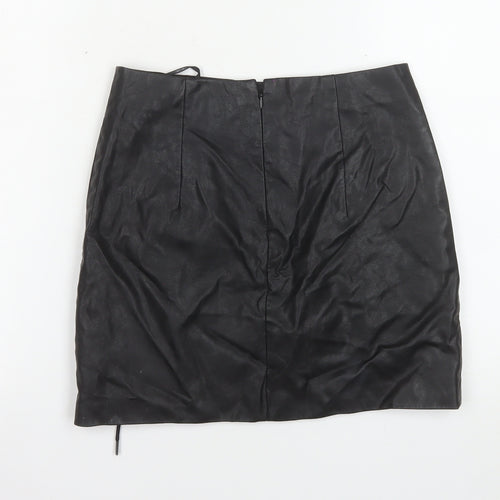 Forever 21 Women's Black Faux Leather Lace Up Mini Skirt Size S