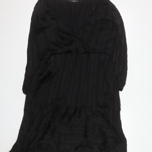 Dunnes Women Black Size 16 Wrap Hi-Low Dress Elegant Long Sleeve