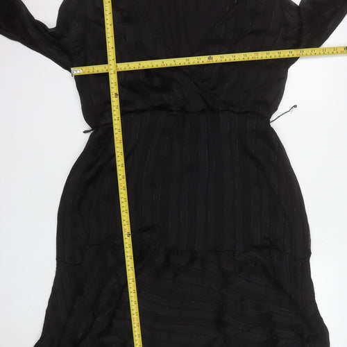 Dunnes Women Black Size 16 Wrap Hi-Low Dress Elegant Long Sleeve