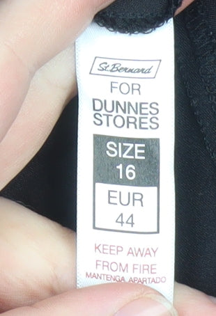 Dunnes Women Black Size 16 Wrap Hi-Low Dress Elegant Long Sleeve