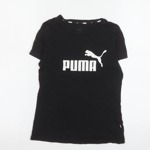 Puma Girls Black Short Sleeve Crew Neck Logo T-Shirt Size 11-12 Years