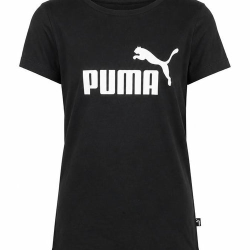 Puma Girls Black Short Sleeve Crew Neck Logo T-Shirt Size 11-12 Years