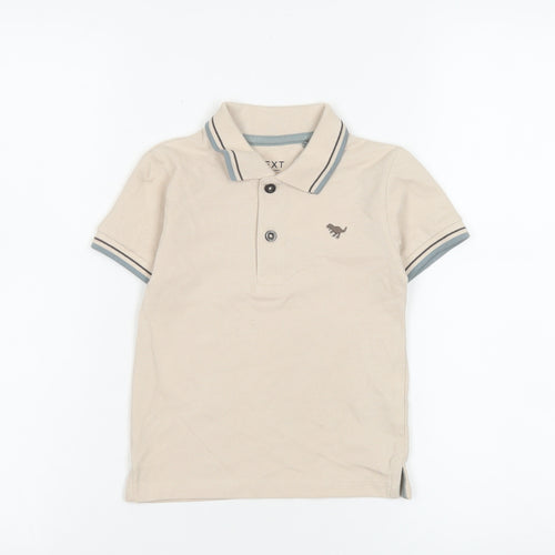 Next Beige Cotton Polo Shirt Unisex Baby 18–24 Months Short Sleeve