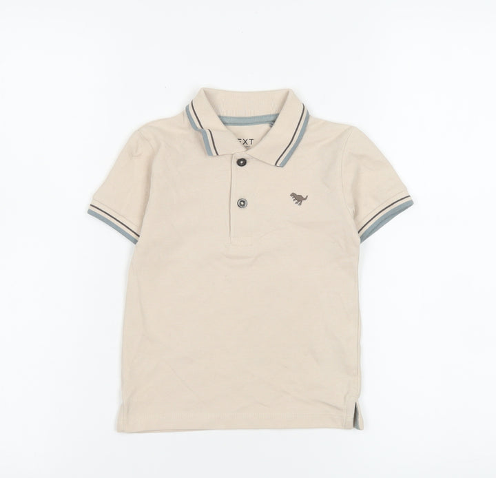 Next Beige Cotton Polo Shirt Unisex Baby 18–24 Months Short Sleeve