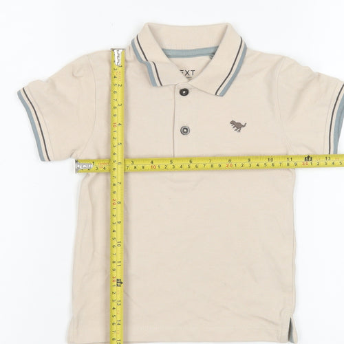 Next Beige Cotton Polo Shirt Unisex Baby 18–24 Months Short Sleeve