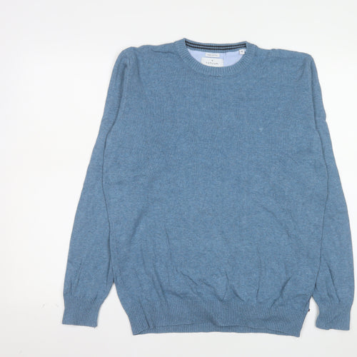 TATUUM Men's Blue Cotton Crew Neck Pullover Jumper Size M