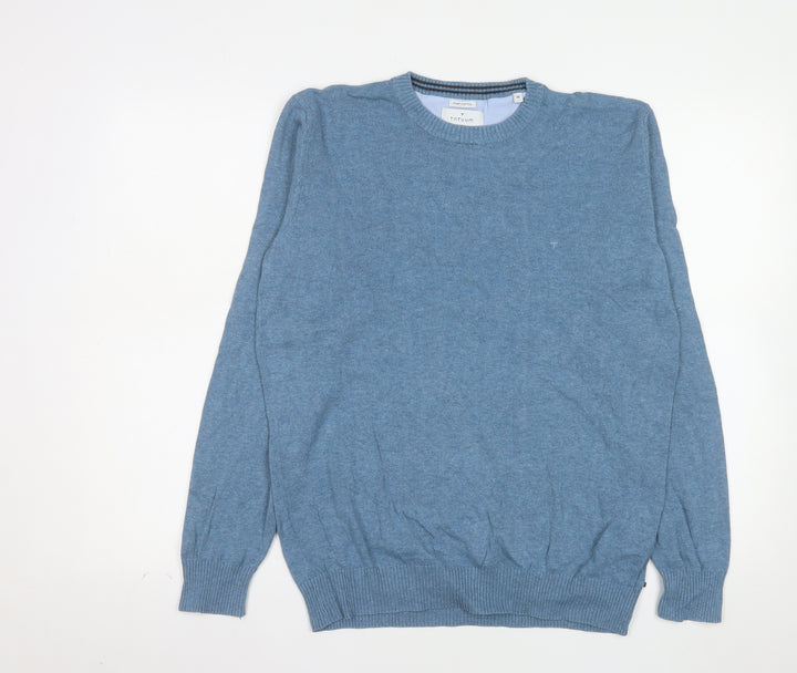 TATUUM Men's Blue Cotton Crew Neck Pullover Jumper Size M