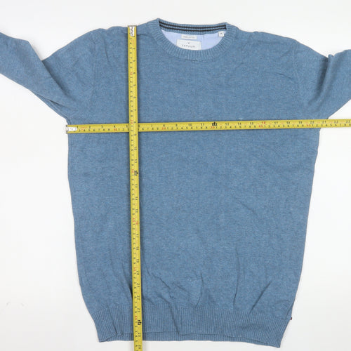 TATUUM Men's Blue Cotton Crew Neck Pullover Jumper Size M