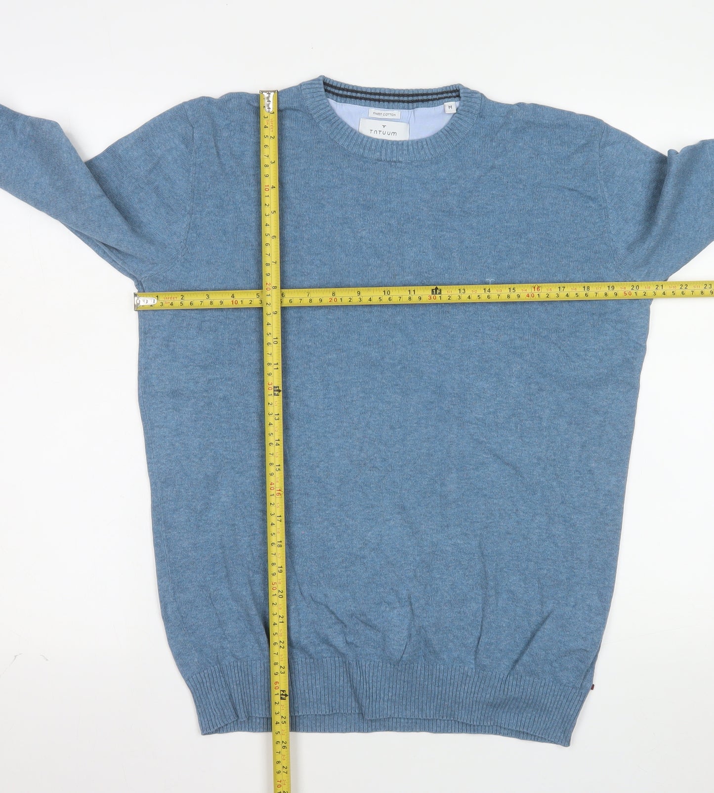 TATUUM Men's Blue Cotton Crew Neck Pullover Jumper Size M